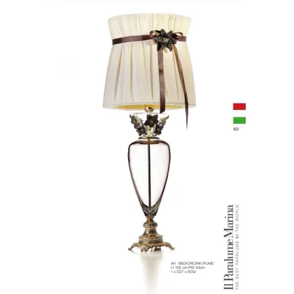 Zdjęcie Lampa stołowa z przydymionego kryształu florenckiego i odlewanego mosiądzu - Il Paralume Marina