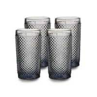 Picture A set of four gray glasses for highball drinks with rich relief decoration - Vista Alegre