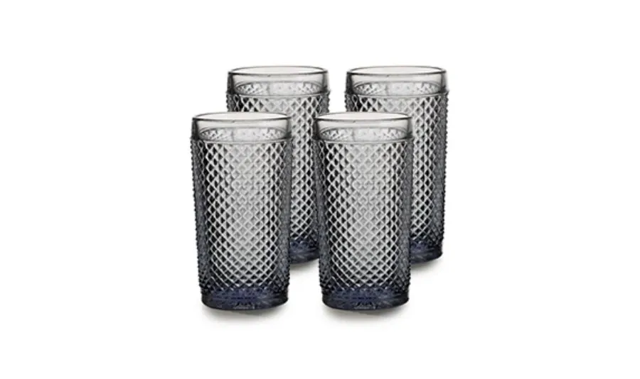 obrazek 1 Zestaw czterech szarych szklanek do drinków highball z bogatym reliefowym zdobieniem - Vista Alegre