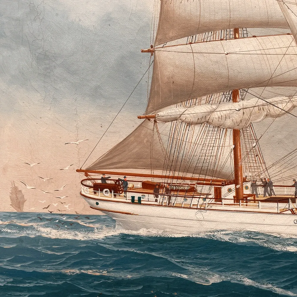 Zdjęcie John Henry Mohrmann, „Marina z żaglowcem”, obraz z 1908 roku