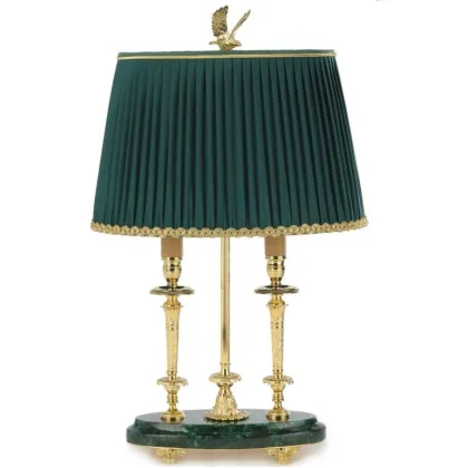 Zdjęcie Prestiżowa lampa stołowa wykonana z brązu i malachitu