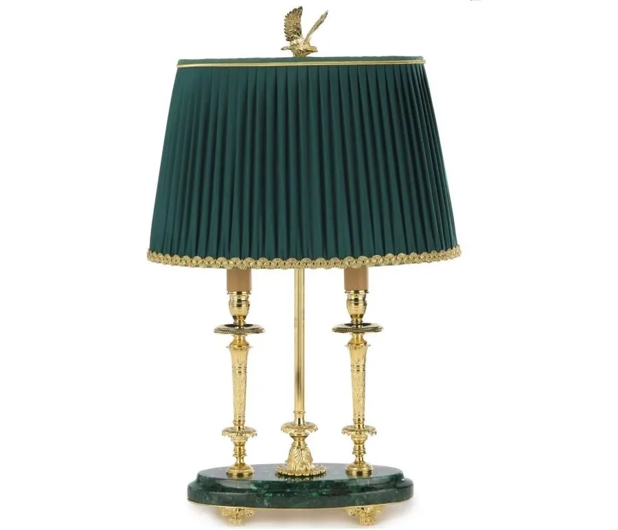 obrazek 1 Prestiżowa lampa stołowa wykonana z brązu i malachitu