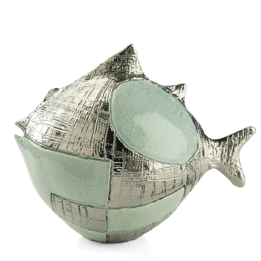 obrazek 2 Ceramiczna ryba rozdymkowata z glazurą H.25xL.21xP.31 cm