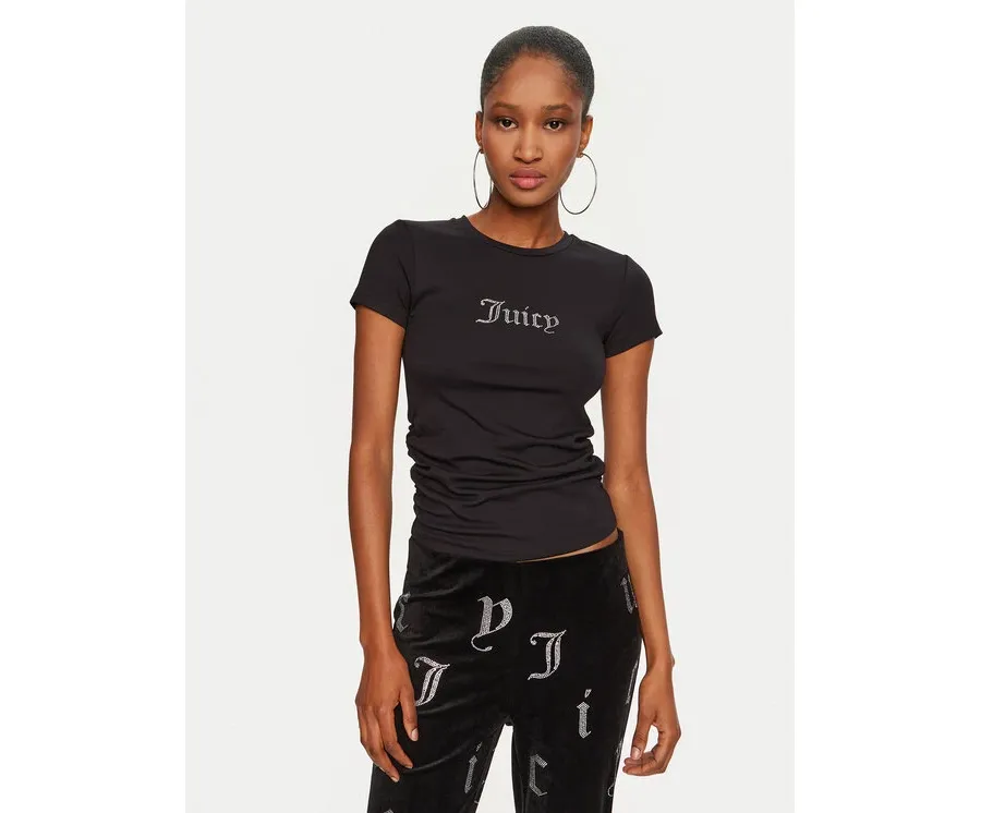 obrazek 1 Juicy Couture T-Shirt Dot Ruched JCWCT24311 Czarny Slim Fit