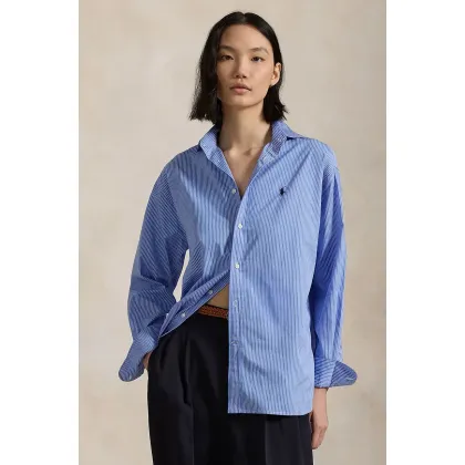 Zdjęcie Polo Ralph Lauren koszula bawełniana damska kolor niebieski relaxed z kołnierzykiem klasycznym 211910743