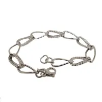 Picture Italian chain bracelet with alternating polished and knurled links