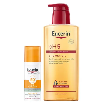 Zdjęcie Zestaw Eucerin Oil Control SPF50 + Oil Control SPF50+ Dry Touch Żel-krem ochronny