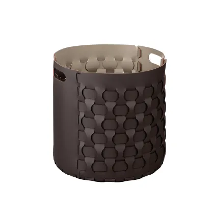 Zdjęcie Skórzany okrągły kosz Dubai Ø40xH40 cm w kolorze czekoladowym