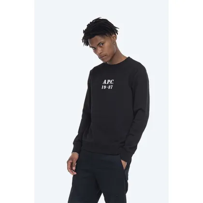 Zdjęcie A.P.C. bluza bawełniana Sweat Gaby męska kolor czarny z nadrukiem COECQ.H27609-HEATHEREDG