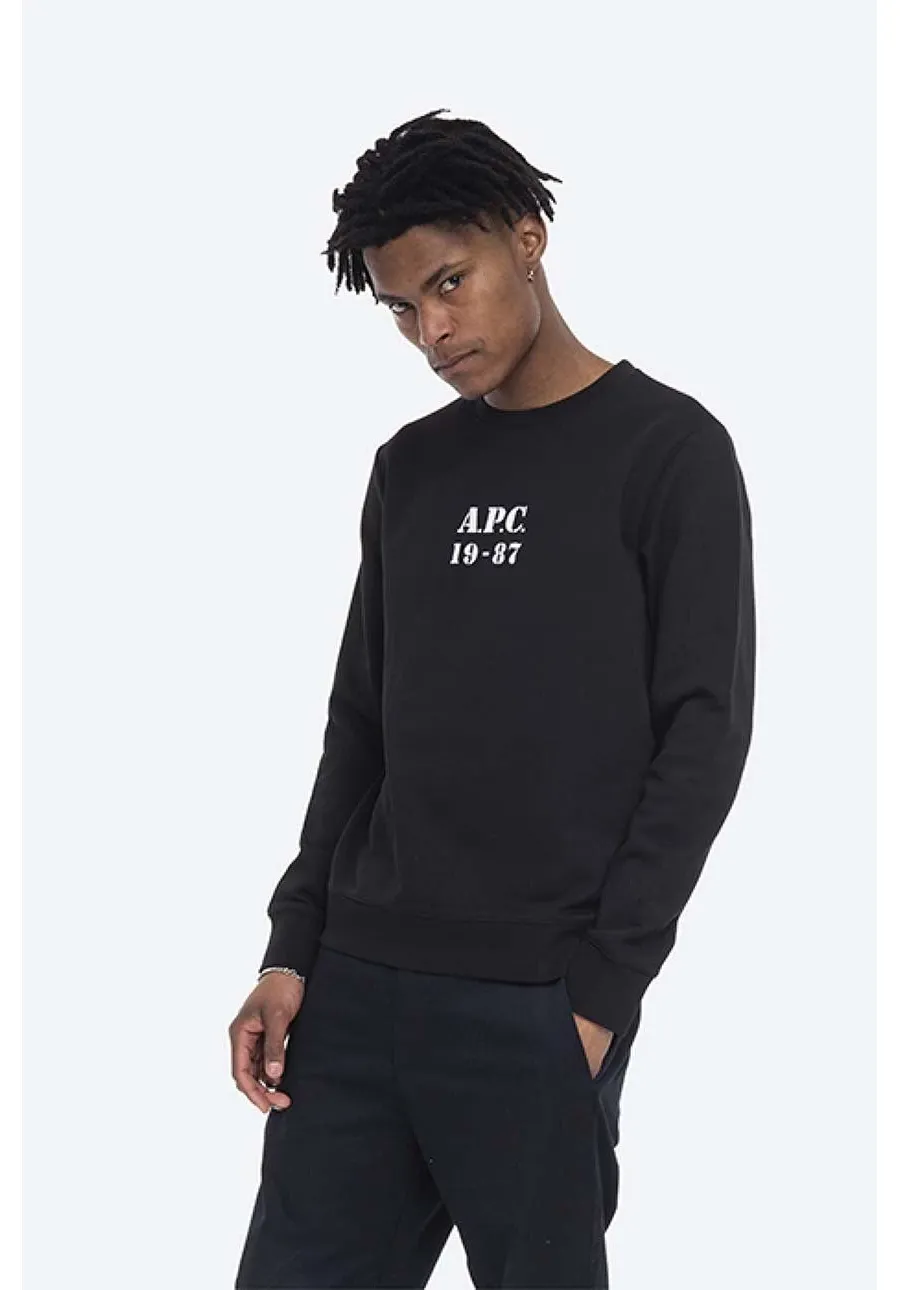 obrazek 1 A.P.C. bluza bawełniana Sweat Gaby męska kolor czarny z nadrukiem COECQ.H27609-HEATHEREDG