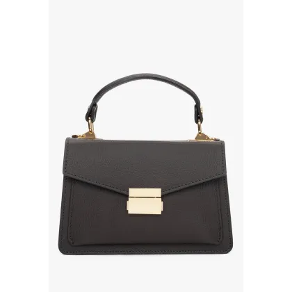 Zdjęcie Estro: Mała ciemnobrązowa torebka damska typu kuferek z włoskiej skóry naturalnej Premium