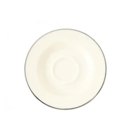 Zdjęcie Kremowy spodek wykonany z porcelany ze srebrną obwódką w stylu klasycznym – Tettau