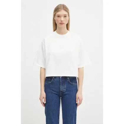 Zdjęcie Anine Bing t-shirt bawełniany Myers Cropped Tee Framed Monogram damski kolor biały A.08.10920