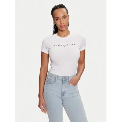 Zdjęcie Tommy Jeans T-Shirt Linear DW0DW18398 Biały Slim Fit