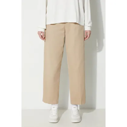 Zdjęcie Carhartt WIP spodnie Cara Pant damskie kolor beżowy szerokie high waist I029802.G1GD