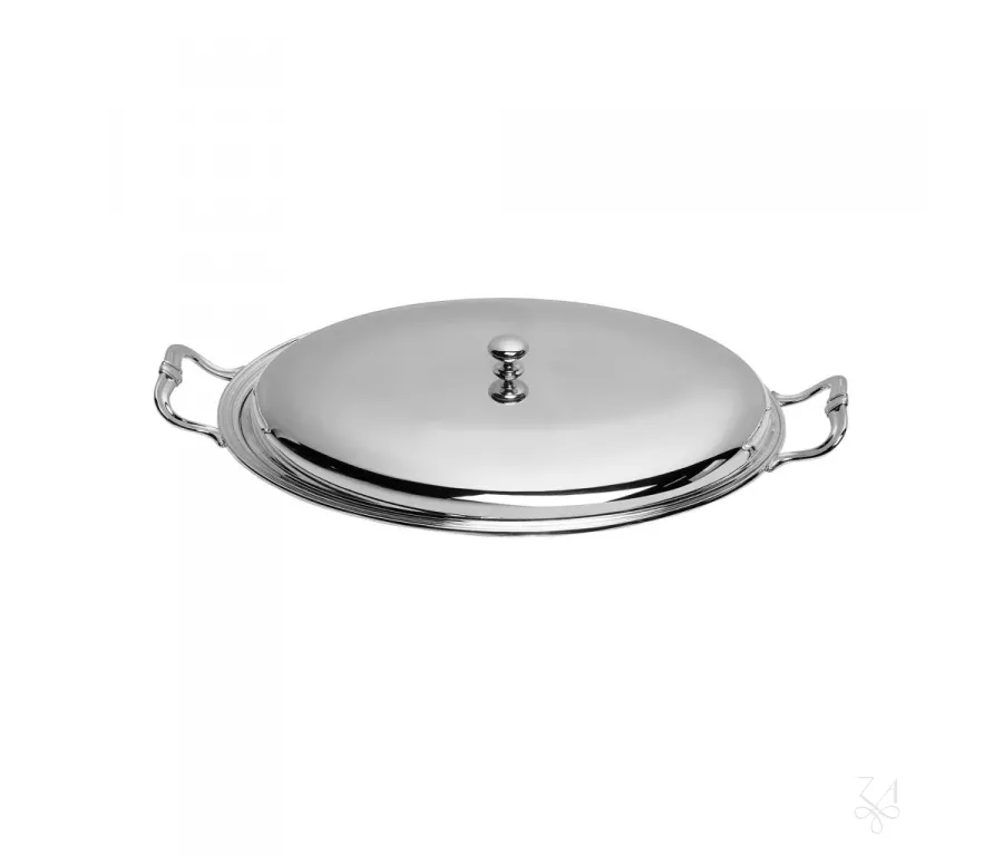 picture 1 Stylish silver-plated vegetable serving dish with lid and handles - Zaramella Argenti