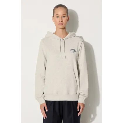 Zdjęcie A.P.C. bluza bawełniana Hoodie Manuela damska kolor beżowy z kapturem z aplikacją COEZD.F27760-OFFWHITE
