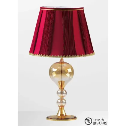 Zdjęcie Włoska złota lampa stołowa duża ze szkła Murano