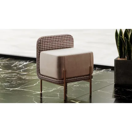Picture Upholstered stool with metal legs