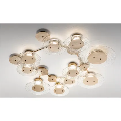 Zdjęcie Niepowtarzalny żyrandol z ręcznie trawionego włoskiego kryształu w stylu nowoczesnym – Il Paralume Marina