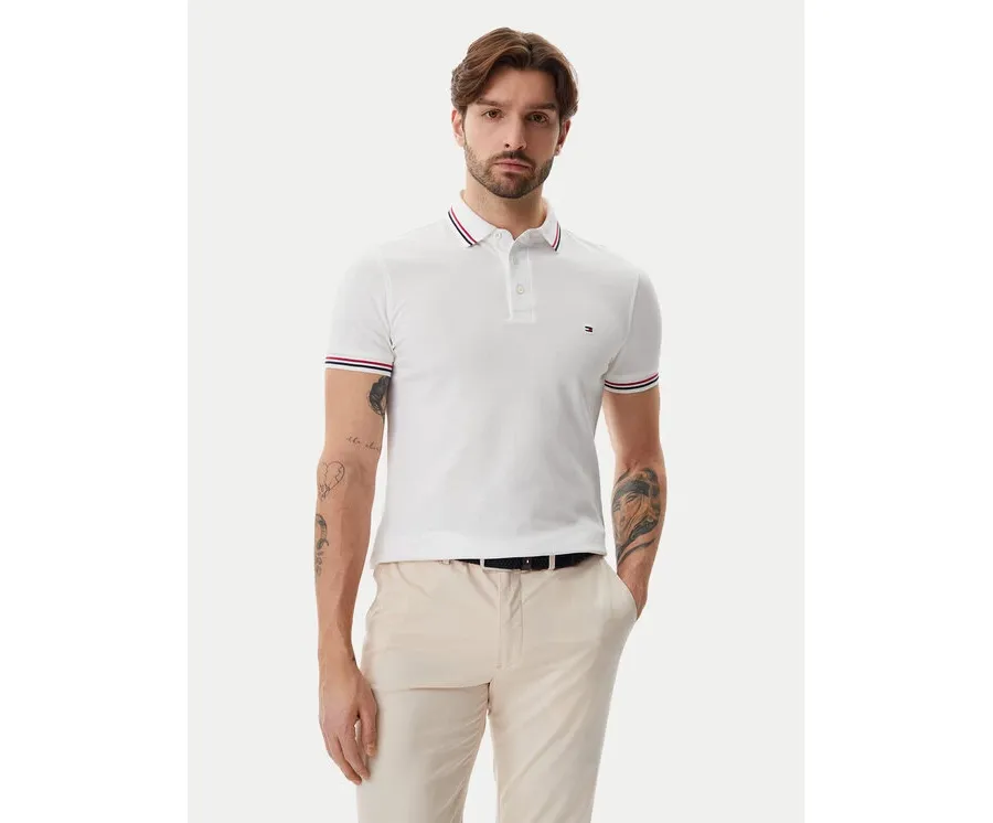 obrazek 1 Tommy Hilfiger Polo Tipped MW0MW37346 Biały Slim Fit
