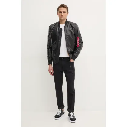 Zdjęcie Alpha Industries kurtka bomber skórzana MA-1 Leather męska kolor czarny przejściowa 156141