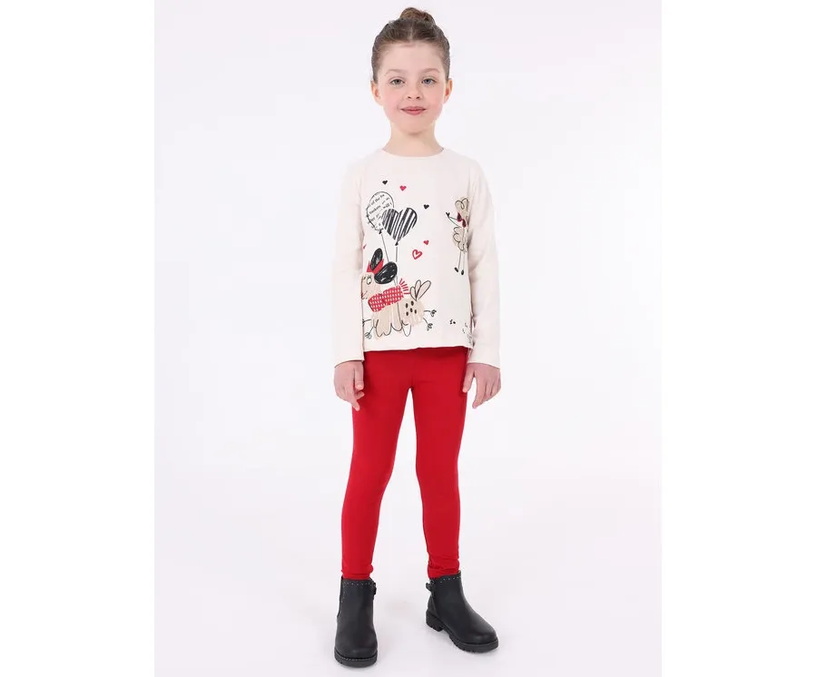 obrazek 1 Mayoral Komplet bluza i 2 pary legginsów 4.794 Czerwony Regular Fit