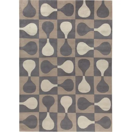 Zdjęcie Dywan z wełny tybetańskiej i jedwabiu w odcieniach brązów i beżu