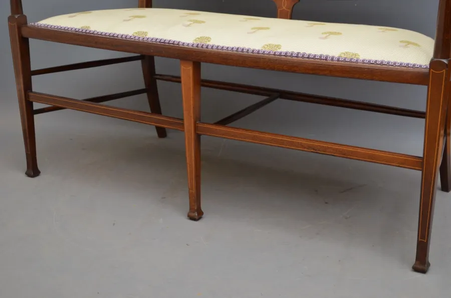 obrazek 3 Stylowa mahoniowa sofa w stylu secesyjnym z łukowatym oparciem - antyk