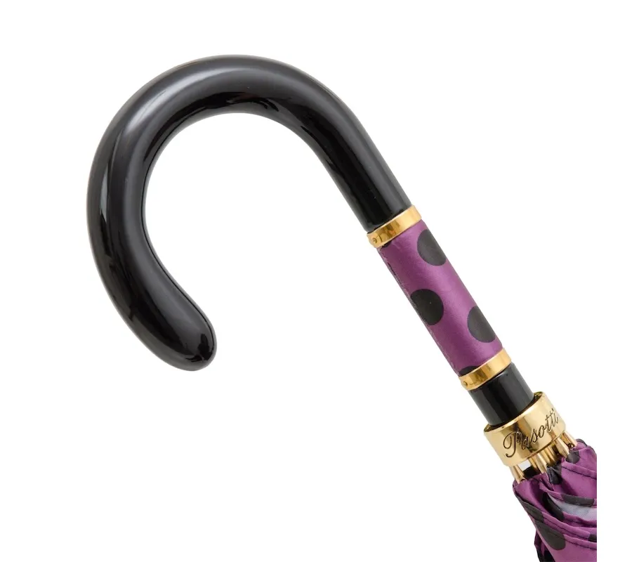 obrazek 3 Stylowy purpurowy parasol damski w czarne kropki - Pasotti