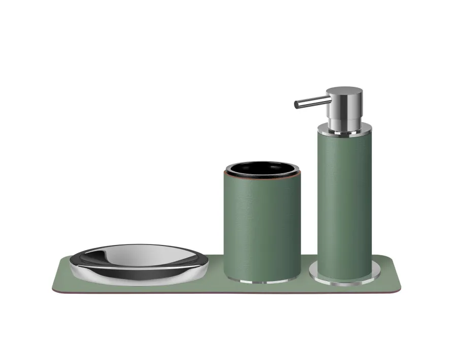 obrazek 2 Skórzany uchwyt na kubek Ø7xH10,5 cm w unikalnym kolorze liści eukaliptusa