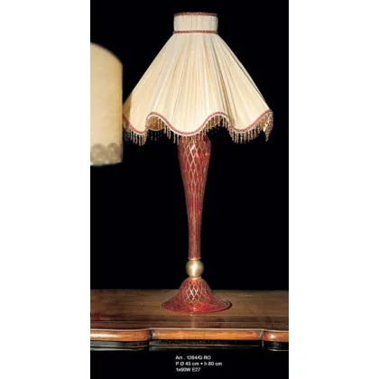 Zdjęcie Lampa ze szkła Murano w kolorze czerwonym ze złotym rombem i kloszem „Paryż” – Il Paralume Marina