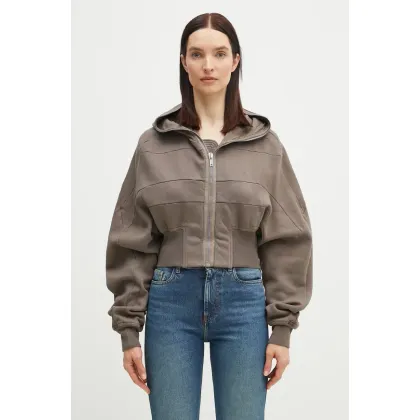 Zdjęcie Rick Owens bluza bawełniana Collage Gimp damska kolor szary z kapturem gładka DS01E3233.F
