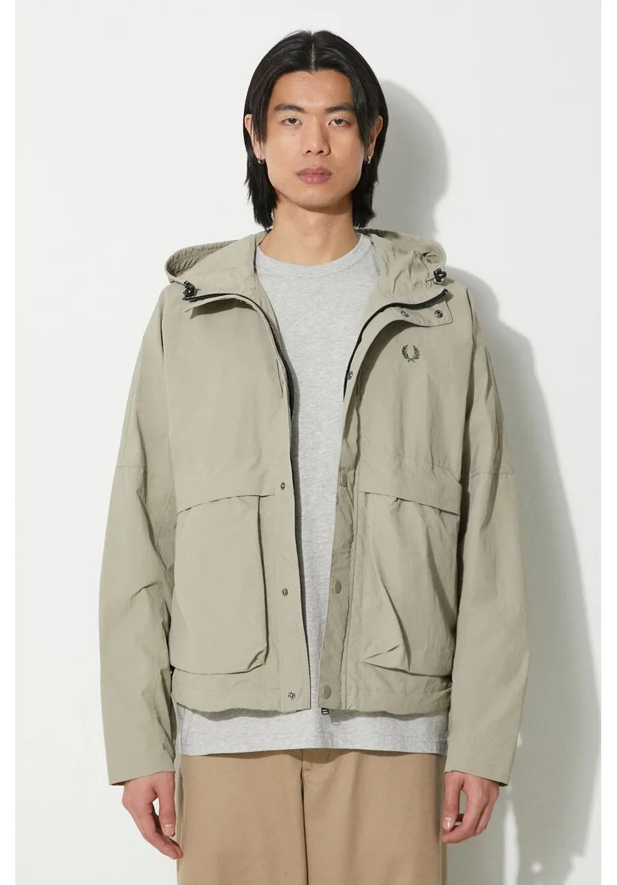 obrazek 1 Fred Perry kurtka Cropped Parka męska kolor szary przejściowa oversize J7813.U54