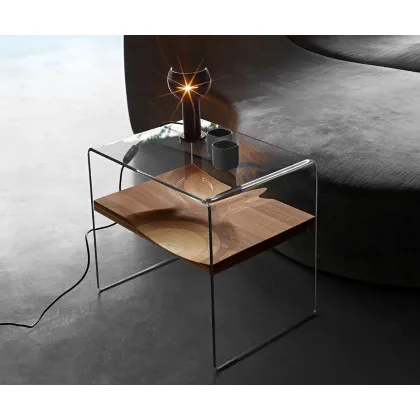 Zdjęcie Ekskluzywny szklano-drewniany stolik Bifronte