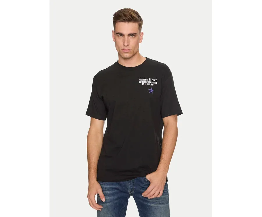 obrazek 1 Replay T-Shirt M6884 .000.2660 Czarny Relaxed Fit REPLAY