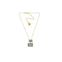 Picture Prestigious necklace, 18 carat gold-plated silver, white zircons, blue crystal