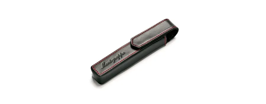 obrazek 1 Black Single Pen Pouch With Red Stitches Montegrappa