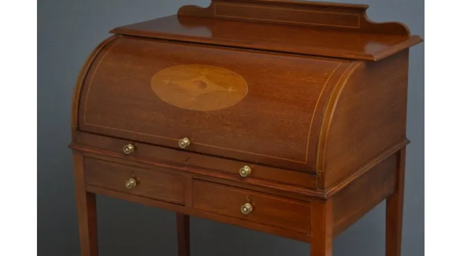 obrazek 3 Bardzo eleganckie edwardiańskie, mahoniowe biurko - antyk z 1900roku
