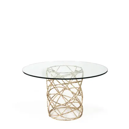 Picture Dinner table with glass top and brass structure - Ginger & Jagger