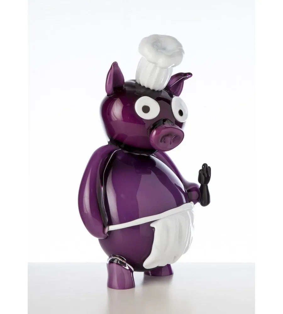 obrazek 1 Fantastyczna figurka ze szkła dmuchanego Murano „Chef Pork” na upominek dla kucharza
