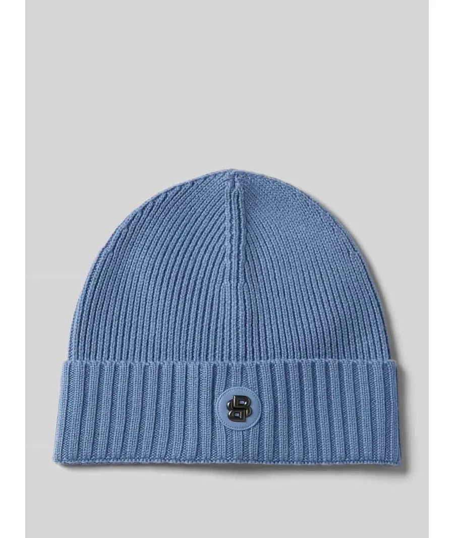 obrazek 1 Czapka beanie z żywej wełny z detalem z logo model ‘Fati’