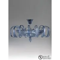 Picture Elegant ceiling lamp for 2 light bulbs, blue Murano glass