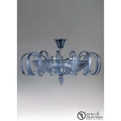 Zdjęcie Elegancka lampa sufitowa na 2 żarówki w kolorze niebieskim szkło Murano