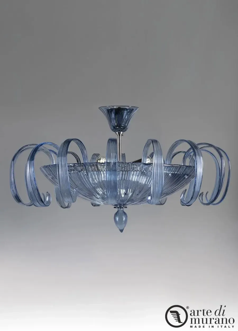 obrazek 1 Elegancka lampa sufitowa na 2 żarówki w kolorze niebieskim szkło Murano