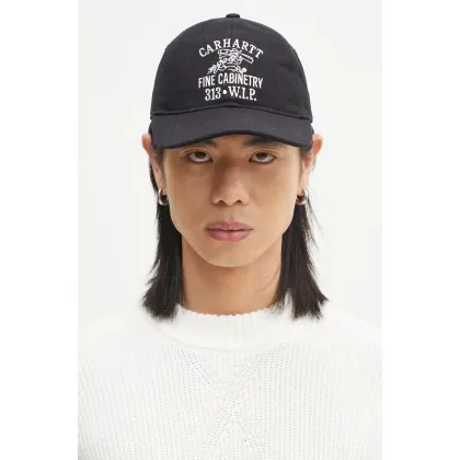 Zdjęcie Carhartt WIP czapka z daszkiem bawełniana Cabinetry Cap kolor czarny z aplikacją I034749