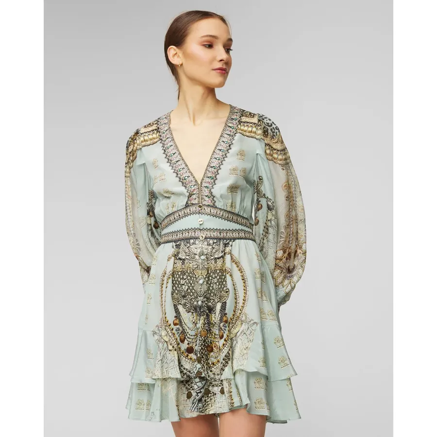 obrazek 1 Jedwabna Sukienka Camilla Button Front Frill Free Espiritu
