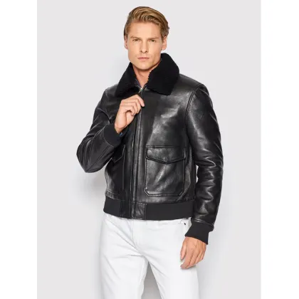 Zdjęcie Serge Pariente Kurtka skórzana Style 18 Czarny Regular Fit