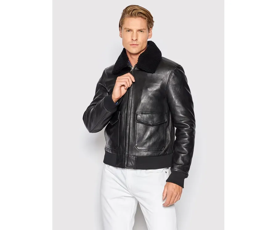 obrazek 1 Serge Pariente Kurtka skórzana Style 18 Czarny Regular Fit