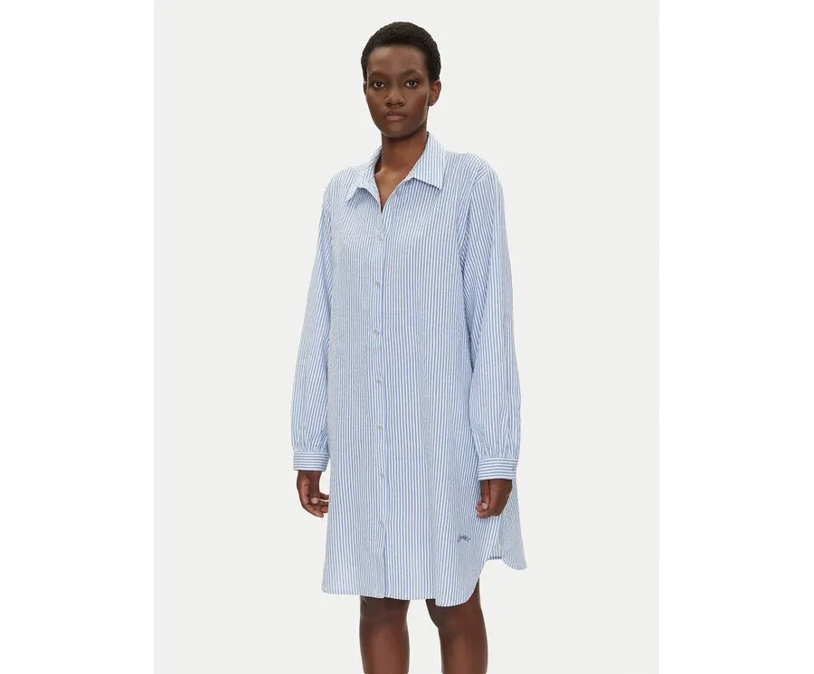obrazek 1 Iconique Sukienka koszulowa IC25-066 Błękitny Relaxed Fit